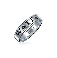 Bling Jewelry Sentimental Words Saying Stay Strong Love Purity Eternity Band Ring Oxidized .925 Sterling Silver