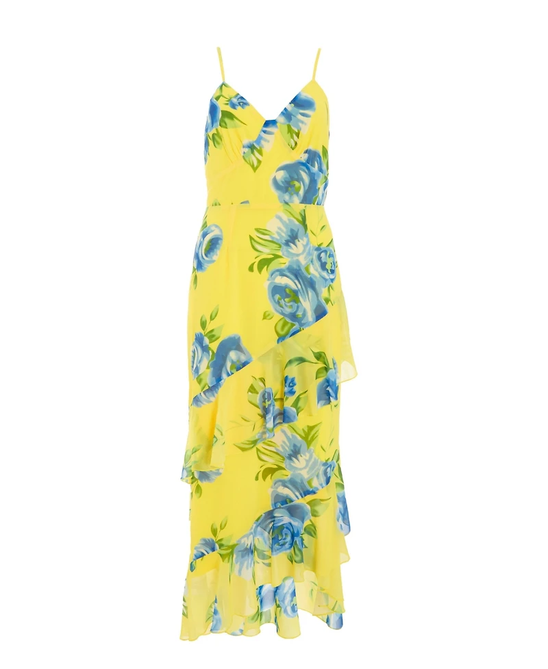 Quiz Women's Floral Chiffon Frill Detail Maxi Dress