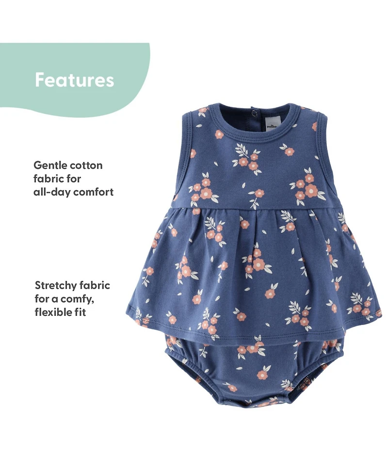 The Peanutshell Baby Girls Rompers - 2 Pack, Navy Floral