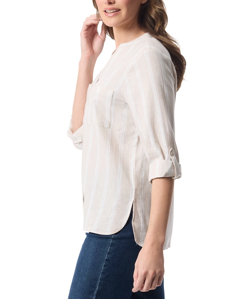 Gloria Vanderbilt Women's Sabina Linen Split-Neck Shirt
