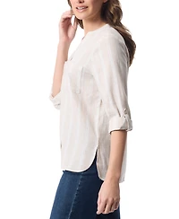 Gloria Vanderbilt Women's Sabina Linen Split-Neck Shirt