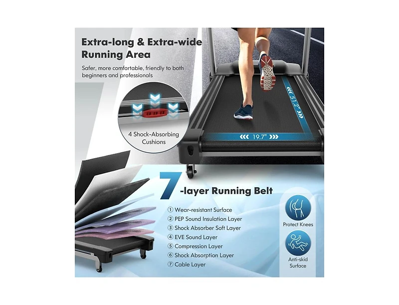 4.75 Hp Folding Treadmill with Auto Incline and 20 Preset Programs