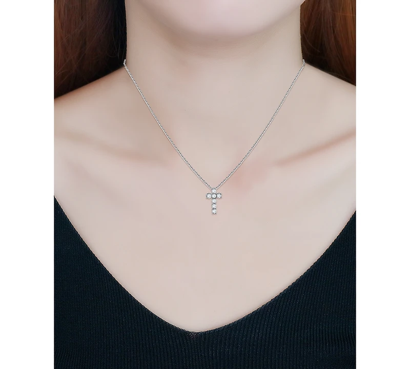 Giani Bernini Round Cubic Zirconia Chunky Cross Pendant Necklace, 16" + 2" extender