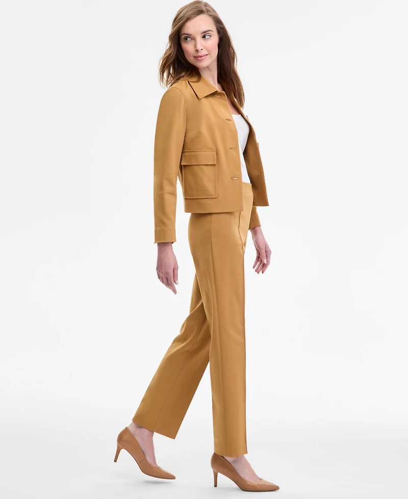 Anne Klein Women's High-Rise Front-Pleat Straight Pants