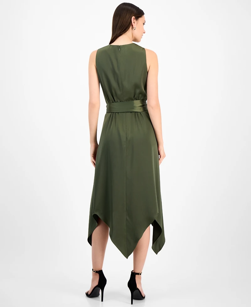 Anne Klein Women's Surplice Handkerchief-Hem Sleeveless Midi Dress