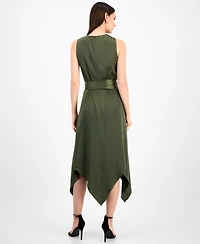 Anne Klein Women's Surplice Handkerchief-Hem Sleeveless Midi Dress