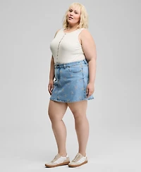 And Now This Trendy Plus Floral-Embroidered Denim Skirt, Exclusively at Macy's