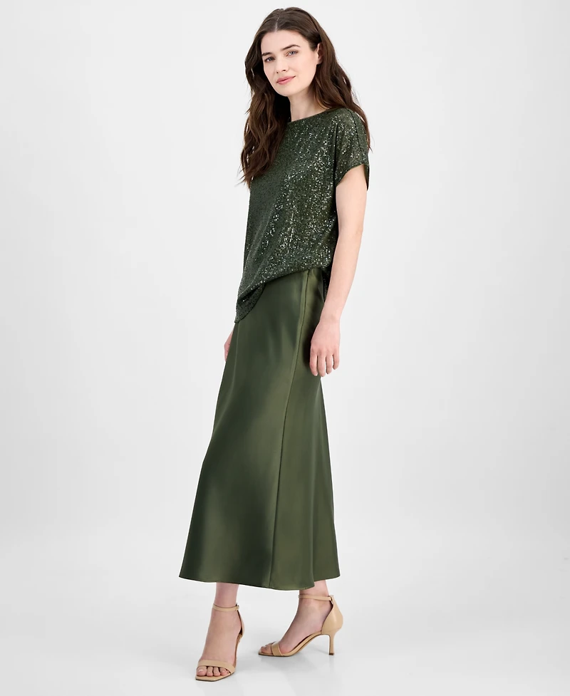 Anne Klein Women's Bias-Cut Flared Pull-On Skirt