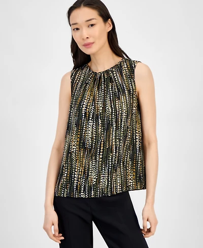 Anne Klein Women's Round Neck Sleeveless Top
