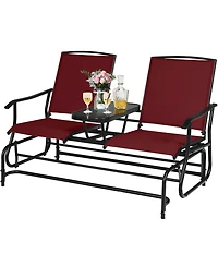 2 Person Outdoor Patio Double Glider Chair Loveseat Rocking