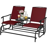 2 Person Outdoor Patio Double Glider Chair Loveseat Rocking