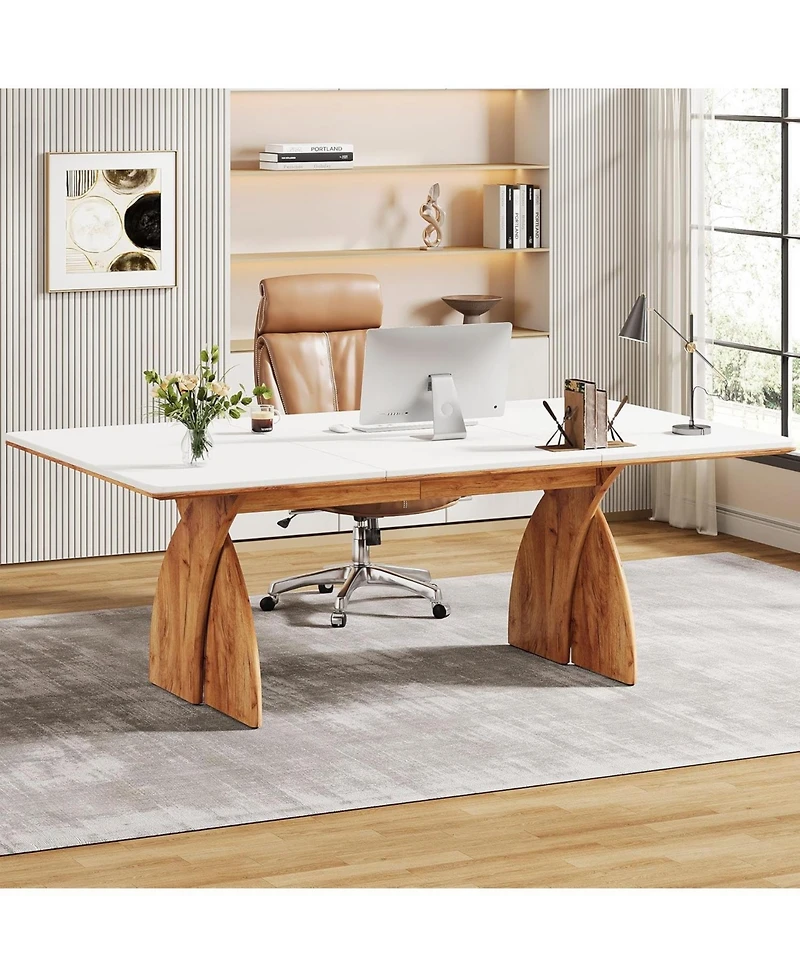 Tribesigns Executive Office Desk, Large Computer Desk, Modern Wood Desk with Heavy Duty Legs, Laptop Desk Study Writing Table Business Furniture, Work