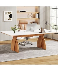 Tribesigns Executive Office Desk, Large Computer Desk, Modern Wood Desk with Heavy Duty Legs, Laptop Desk Study Writing Table Business Furniture, Work