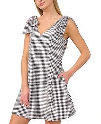 CeCe Women's Gingham Bow-Shoulder Mini Dress