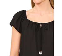 CeCe Women's Round-Neck Flutter-Sleeve Blouse