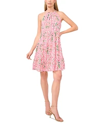 CeCe Women's Printed Tiered Halter Minidress