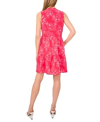 CeCe Women's Floral Sleeveless Baby Doll Dress