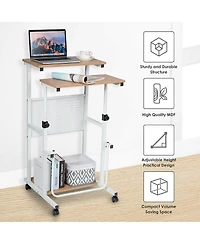 Height Adjustable Mobile Computer Stand-Up Desk with 2 Modes