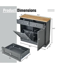 Rubber Wood Kitchen Trash Cabinet with Single Trash Can Holder and Adjustable Shelf