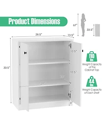 2 Door Storage Base Cabinet with 3-Tier Shelf