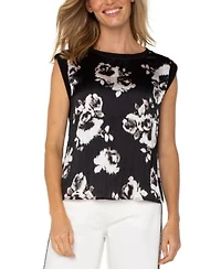 Liverpool Los Angeles Womens Printed Satin Front Top P Xs 3x