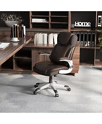 Ergonomic Office Pu Leather Executive Chair with Flip-up Armrests and Rocking Function