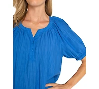Liverpool Los Angeles Women's Draped Short-Sleeve Blouse