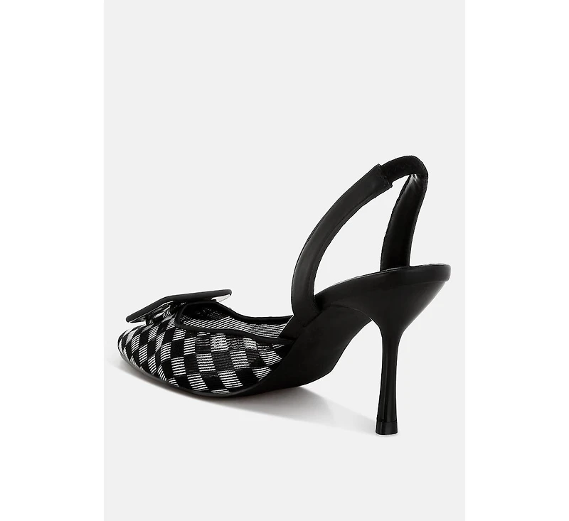 Freya Mesh Checkered Pointy Stiletto Heels