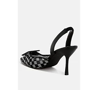 Freya Mesh Checkered Pointy Stiletto Heels