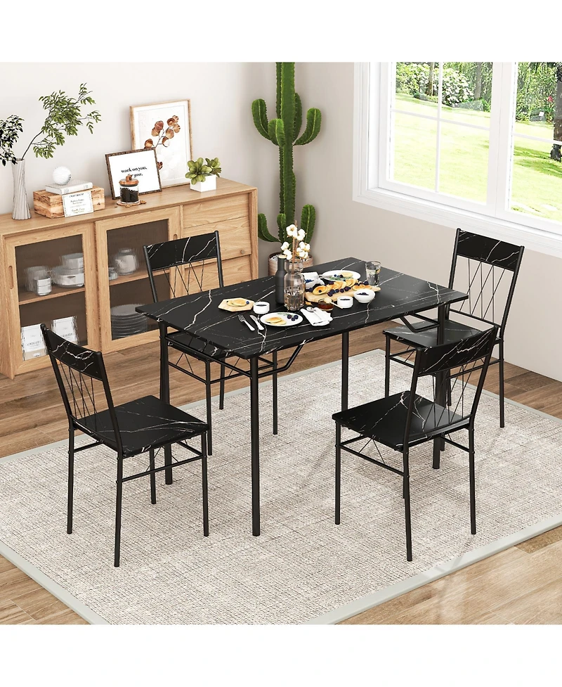 5-Piece Dining Table Set for 4 with Kitchen and Chairs