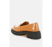 Gleam Stride Faux Leather Chunky Loafers Women