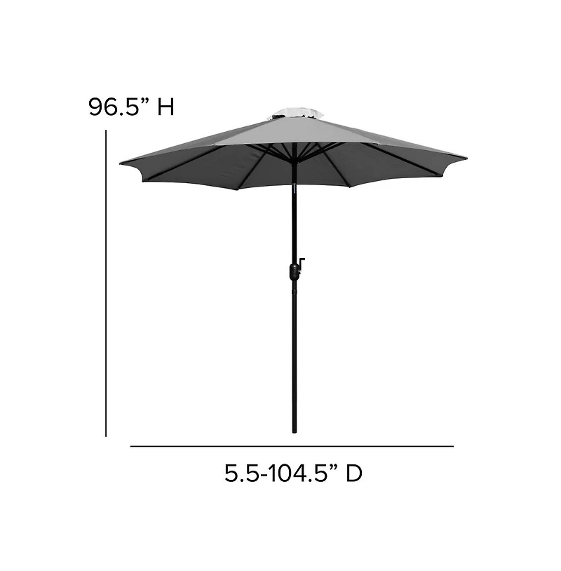 Bali 9' Round Uv Resistant Outdoor Patio Umbrella With Height Lever And 33° Push Button Tilt