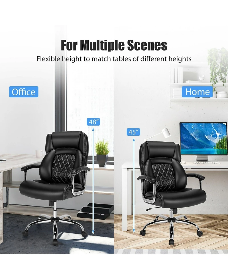 Height Adjustable Big and Tall Office Chair Computer Desk with Metal Base