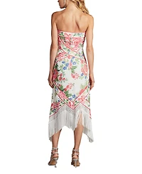 Tadashi Shoji Women's Brette Floral Print Tassel Fringe Midi Dress