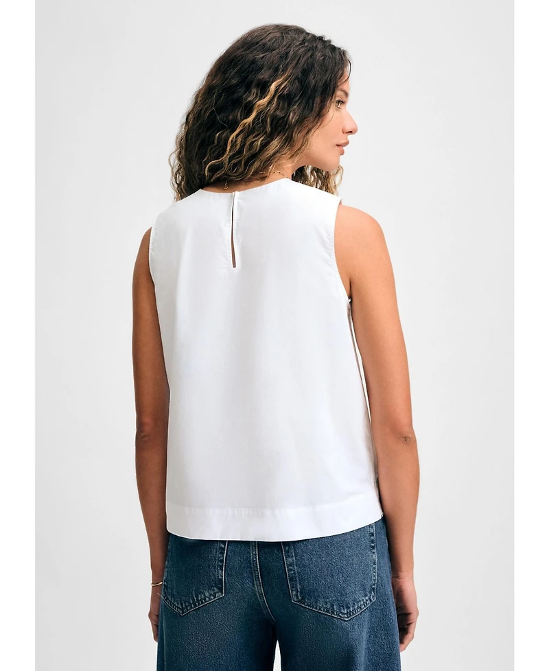 Isaac Mizrahi Women's Sleeveless Ruffle Cotton Tank