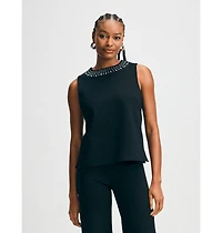 Isaac Mizrahi Women's Jewel Neck Ponte Shell