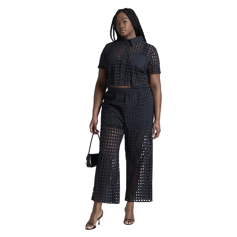 Eloquii Women's Sheer Eyelet Pant
