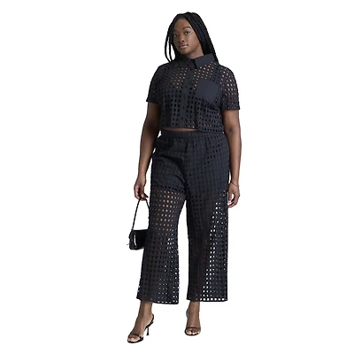 Eloquii Women's Sheer Eyelet Pant