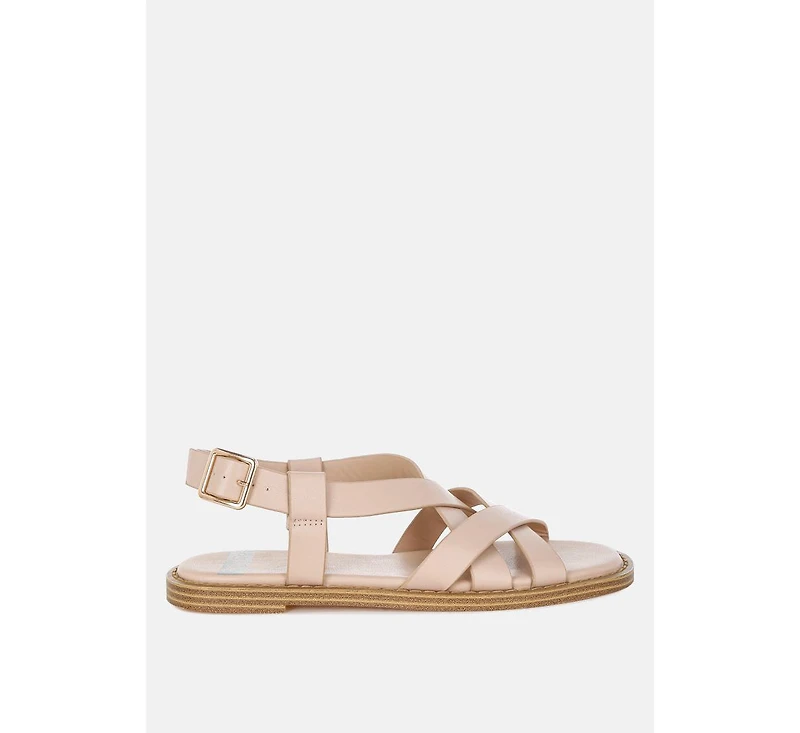 Kapaka Real Leather Flat Gladiator Sandals