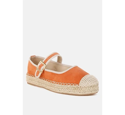 Bolean Soft Suede Leather Mary Jane Espadrilles