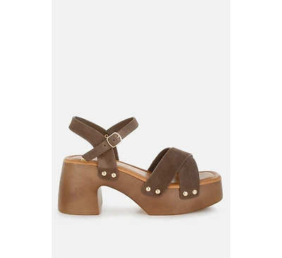 Pikansa Studded Real Suede Clog Sandals