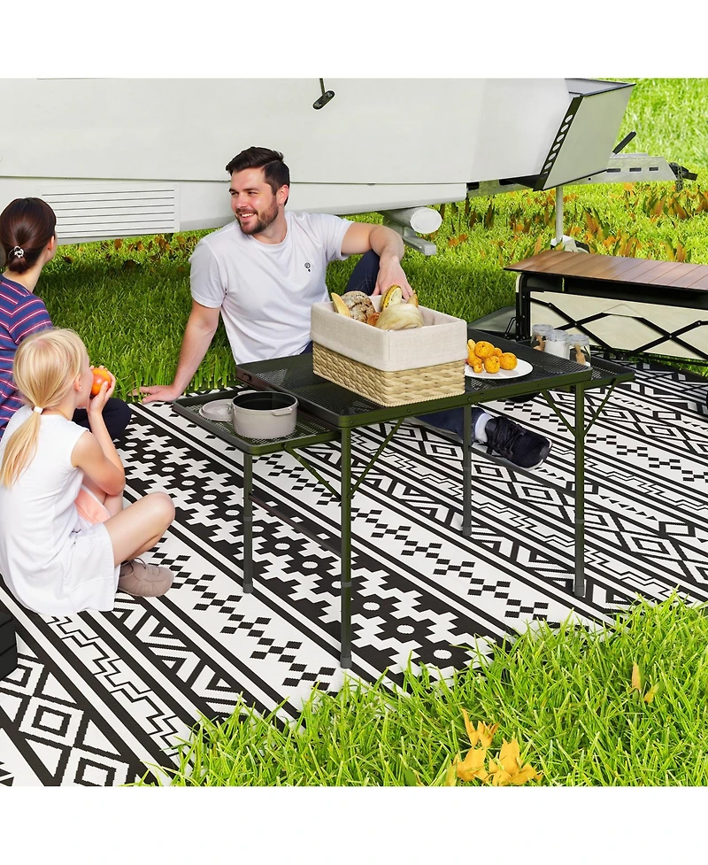 Outsunny Folding Grill Table, 4.5ft Portable Camping Table w/ Wing Panels