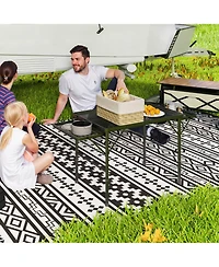 Outsunny Folding Grill Table, 4.5ft Portable Camping Table w/ Wing Panels