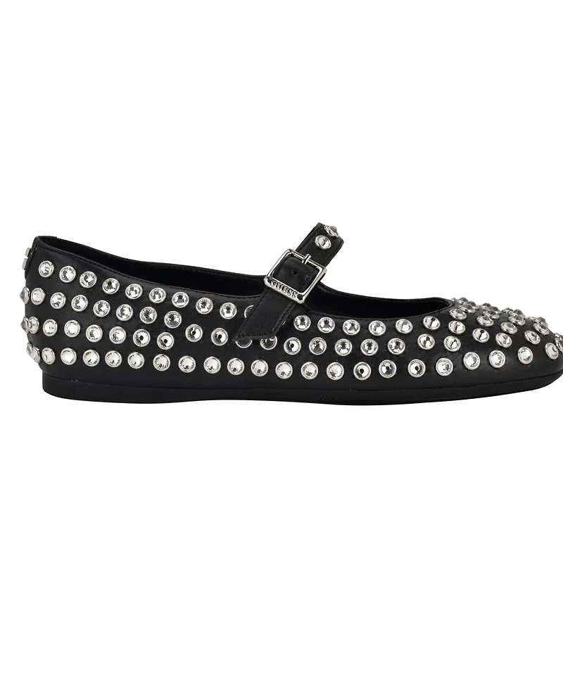 Guess Women's Kalidal Rhinestone Mary Jane Ballet Flats