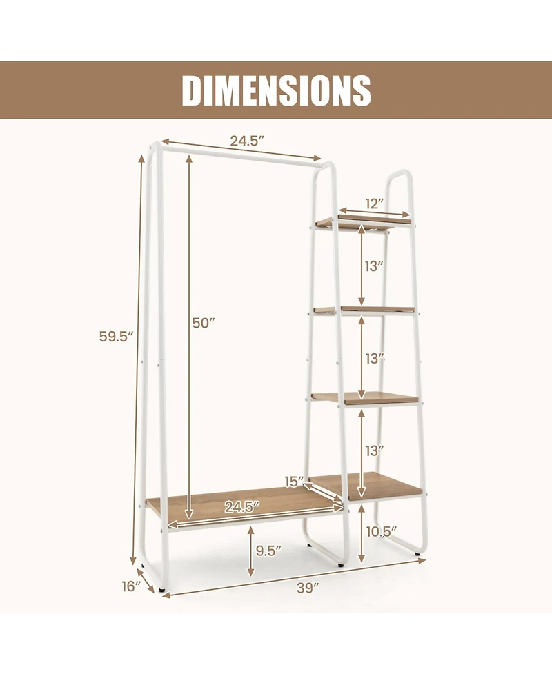 Clothes Rack Free Standing Storage Tower with Hanging Bar