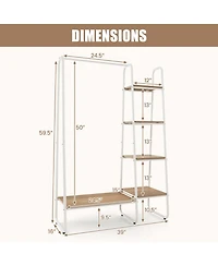 Clothes Rack Free Standing Storage Tower with Hanging Bar