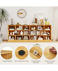 3-Tier Open Bookcase 8-Cube Floor Standing Storage Shelves Display Cabinet