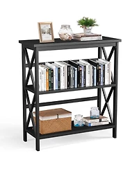 3-Tier Wooden Multi-Functional X-Design Etagere Storage Bookshelf
