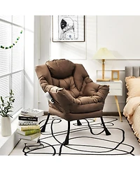 Modern Polyester Fabric Lazy Chair with Steel Frame and Side Pocket