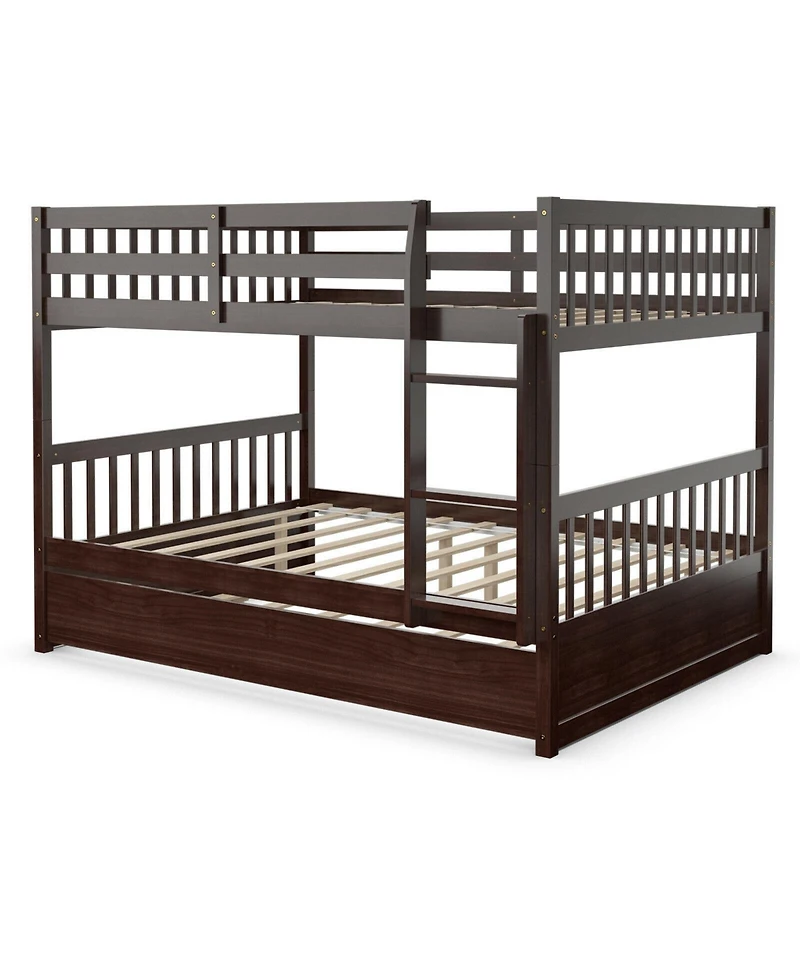 Full over Bunk Bed Platform Wood with Ladder